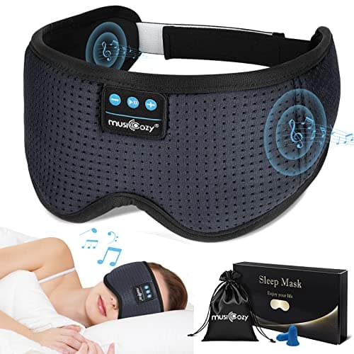 MUSICOZY White Noise Bluetooth Sleep Mask with 8 Soothing Sounds & 3D Wireless Sleep Headphones, Bluetooth Sleeping Headphones for Yoga Travel Office Relaxation, Tech Gadgets Gifts, Gray - Image 1