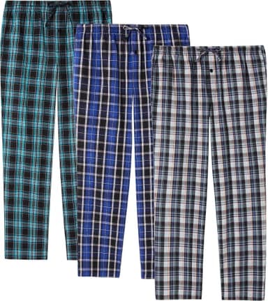 JupiterSecret Mens Pajama Pants Set Cotton Lightweight Plaid Sleep & Lounge Pants, PJ Bottoms with Pockets and Button Fly(100% Cotton 3 Pack,S) - Image 7