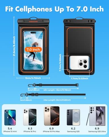 UNBREAKcable Floating Waterproof Phone Pouch 2 Pack, IPX8 Waterproof Phone Case Dry Bag Kayak/Beach/Cruise Travel Essentials, Water Proof Pouch for iPhone 17 16 15 Pro Max, Samsung S25 Ultra S24-7" - Image 6