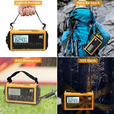 Raynic Emergency Radio, 5000mAh/18500mWh Weather Radio, Solar Hand Crank Radio with AM/FM/SW/NOAA Alert, Cell Phone Charger, Headphone Jack, Flashlight and SOS Siren - Image 5