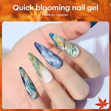 modelones Blooming Gel Nail Polish, 15 ml Clear Nail Art Accessories Stuff for Spreading Effects, Floral Print, Marble, Watercolor Design - Image 2
