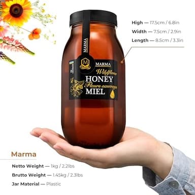 HONIGMA® Marma Wildflower Honey | Authentic Raw Honey from Ukraine | 100% Pure & Unpasteurized | 1000g/35.2oz | May Arrive Crystallized or Partially Crystallized | Pack of 2 - Image 4