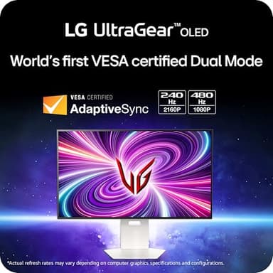 LG ‎32GS95UV 32-inch Ultragear OLED Gaming Monitor 4K UHD 1440p 240Hz 0.03ms DisplayHDR True Black 400 AMD FreeSync Premium Pro NVIDIA G-Sync HDMI 2.1 DisplayPort Tilt/Height/Swivel Stand White - Image 2