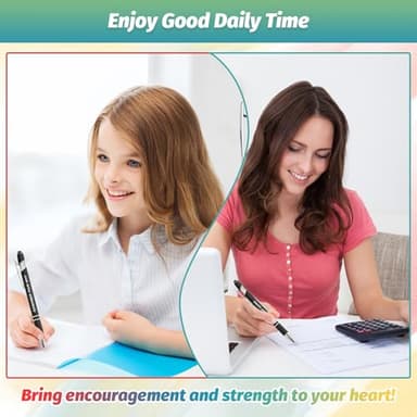 20 Piece Inspirational Pens Kit with Stylus Tip & Sayings – 10 Motivational Pen + 10 Individual Bags – Uplifting Quote & Positive Ideas – For Teachers, Office, School, Meetings, Team Events(Black) - Image 6