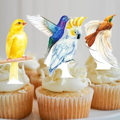 Tropical Bird Cupcake Toppers 48Pcs Parrot Birthday Cupcake Toppers Tropical Bird Party Decorations Summer Rainforest Bird Cupcake Picks for Hawaiian Luau Party Supplies - Image 9
