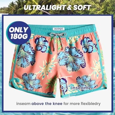 maamgic Mens Boys Short 80s 90s Vintage Swim Trunks with Mesh Lining Quick Dry Swim Suits Board Shorts - Image 6