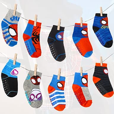 Spiderman Grip Socks, Socks for Toddler Boys, 10 Pack, Spider man Toddler Gripper Socks, Amazing Spiderman Variety Pack 6-12 Months - Image 4