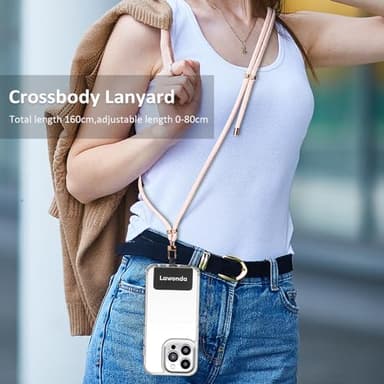 Lawonda 2 Pads Phone Lanyard Adjustable Crossbody Cell Phone Neck Strap Universal Mobile Phone Wrist Lanyard + 2pcs Cellphone Patch Tether Tab for Travel Essentials Black - Image 2