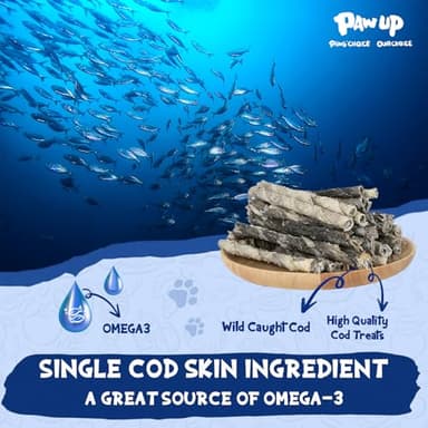 PAWUP Cod Skin Rolls Dog Treats Natural High Omega 3 Dog Snacks, Single Ingredient Cod Skin Chews for Small Dogs w/Taurine, 8 oz - Image 4