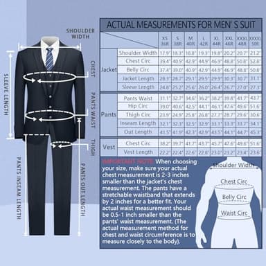 Cooper & Nelson Men's Suit Slim Fit, 3 Piece Suits for Men, One Button Jacket Vest Pants with Tie, Tuxedo Set Light Grey L - Image 3