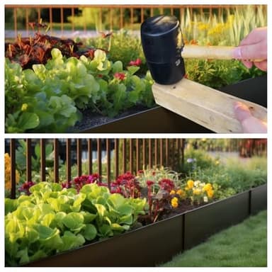 A ANLEOLIFE 6 Pack 40" LX 8" H Galvanized Steel Garden Landscape Edging, Bendable Hammer-in Metal Lawn Border with Gloves and 10 Stakes (20FT Total) (8 inch Tall, Black) - Image 7