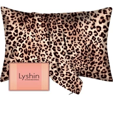 Mulberry Silk Pillow Cases King Size with Hidden Zipper, Ultra Smooth and Soft Breathable Cooling Silk Satin Pillowcase for Hair and Skin, Gifts for Women Men (Leopard Brown, 20x36 Inches, 1 Pack) - Image 1
