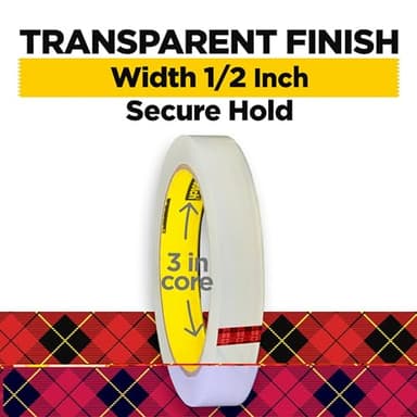 Scotch Transparent Tape, 2 Rolls, 1/2 x 2592 Inches, Classic Glossy-Finish, Boxed - Image 2