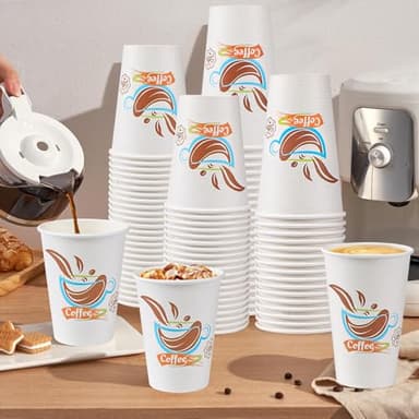 Lamosi 12 OZ Coffee Cups 180 Pack, Hot Paper Disposable Cups for Drinks, Insulated Leakproof Cup for Cafe, Office and Home - Image 4