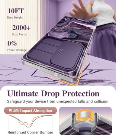 GVIEWIN for Samsung Galaxy S25 Ultra Case with Slide Camera Cover, [Screen Protector] [Shockproof Military Grade Drop Protection] Marble Slim Fit Hard PC Phone Cover S25 Ultra 6.9" 2025 (Quicksand) - Image 4