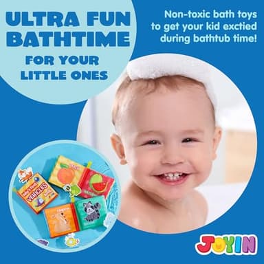 JOYIN 12 Pcs Bath Books, Nontoxic Fabric Soft Crinkly Cloth Books, Waterproof, Bathtub Pool and Early Education First Toys for Infant Newborn Baby Toddlers Kids Birthday Gifts - Image 4
