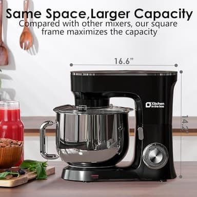 Kitchen in the Box Stand Mixer, 900W 8.5 QT Kitchen Electric Mixer, 10-Speed Large Capacity Tilt-head Food Mixer with Dough Hook, Wire Whip, Flat Beater & Splash Guard (Black) (Renewed) - Image 2
