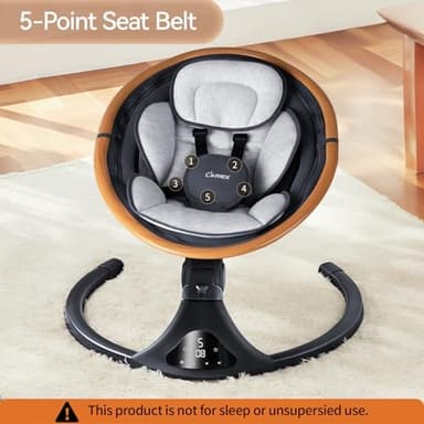 LAREX Baby Swing to Toddler Electric Infant Swing Portable for Newborn Boy Girl, 5 Sway Speeds with Remote Control, 12 Preset Melodies and Bluetooth, 0-6 Months Max 20 Lbs (Gray - Image 5