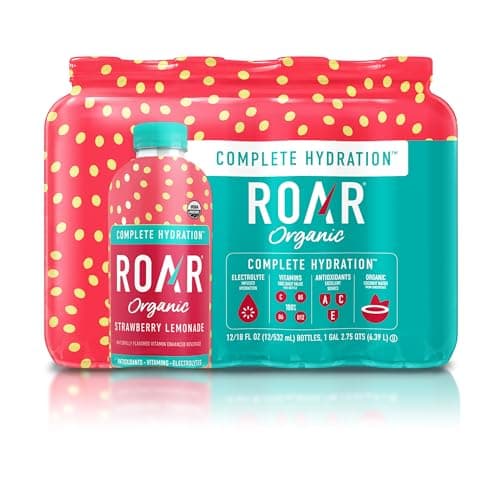 ROAR Complete Hydration Organic - Electrolyte Drinks Loaded with Vitamins C, B5, B12 - Non-GMO, Gluten-Free - Strawberry Lemonade - 12 pc - Image 1