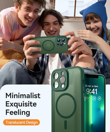CANSHN Magnetic Compatible with iPhone 13 Pro Case, Upgraded [Full Camera Protection] [Compatible with Magsafe] [Translucent Matte] Shockproof Protective Phone Case Cover 6.1 Inch - Deep Green - Image 7