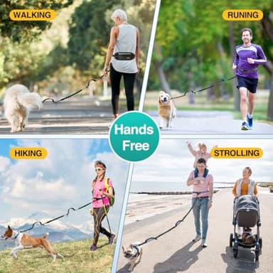 Kytely Hands Free Dog Leash with Zipper Pouch, Wide Padded Waist Dog Running Leash, Dual Padded Handles, Retractable Bungee for Walking Jogging Training Hiking - Image 5