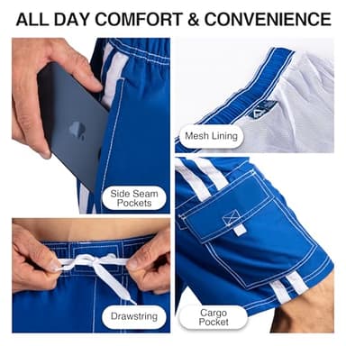 Kanu Surf Men's Barracuda Swim Trunks (Regular & Extended Sizes), Royal, 5X - Image 3