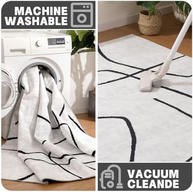 YIHOUSE 5x7 Washable Living Room Rug - Modern Abstract Black and White Area Rug Non-Slip for Bedroom Home Office (Abstract, 5'x7'ft - Image 5