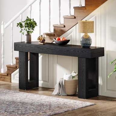 Tribesigns 63-Inch Long Console Table, Wooden Rectangular Sofa Table Behind The Couch, Farmhouse Entryway Table for Entrance, Hallway, Living Room (Black) - Image 4