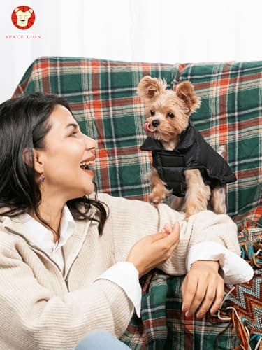 SPACE LION Dog Puffer Jacket, Down Winter Coat, Durable Outdoor Coat for Cold and Windy Conditions, Waterproof, Lightweight Jacket, Adjustable Fit for Small, Medium, Large Dogs(Khaki,8/XS) - Image 6