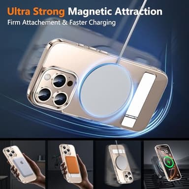 SPIDERCASE Magnetic for iPhone 16 Pro Max Case, with 2Pcs [Tempered Glass Screen Protector] [ Military Grade Drop Protection] Invisible Kickstand Slim Case for iPhone 16 Pro Max 6.9", Clear - Image 7