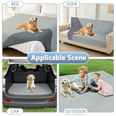 hyha Waterproof Dog Blanket, Soft Pet Bed Blankets, Waterproof Sofa Couch Cover for Dogs Washable, Reversible Pet Couch Covers for Sofa Furniture (82x102 Inch, Grey/Dark Grey) - Image 6