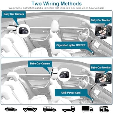 DoHonest Baby Car Camera 7-Inch: USB Plug and Play Easy Setup 360 Degree Rotating Backseat Camera Two Kids HD 1080P Rear Facing Car Seat Cameras Clear Night Vision -V9 - Image 6