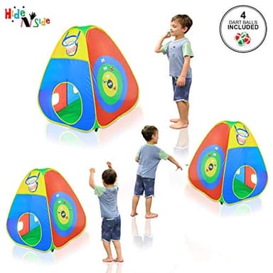 Hide N Side 5pc Kids Ball Pit Tents and Tunnels, Toddler Jungle Gym Play Tent with Play Crawl Tunnel Toy, for Boys Babies Infants Children, Indoor Outdoor Gift, Target Game w/ 4 Dart Balls - Image 6