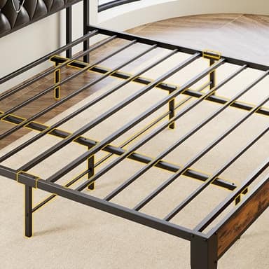 ANCTOR King Bed Frame, Storage Headboard with Outlets, Easy to Install, Sturdy and Stable, No Noise, No Box Springs Needed, Rustic Brown and Black - Image 6