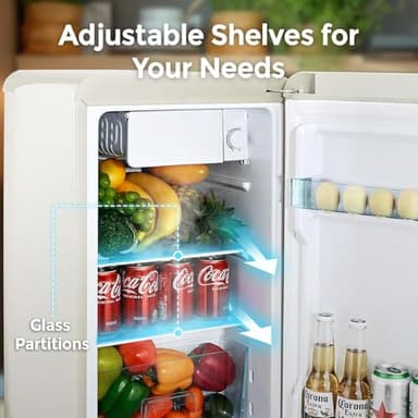Compact Single Door Refrigerator with Freezer, 2.7 Cu.Ft Mini Fridge for Kitchen, Apartment, Dorm, RV – Adjustable Shelves, Quiet Operation, R600a Cooling Technology (Cream, 2.7) - Image 4