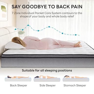 LIKIMIO Full Mattress, 12 Inch Memory Foam Mattress for Pressure Relief, Medium Firmness, Individually Wrapped Coils Breathable Knitted Fabric with Motion Isolation, Non-Slip CertiPUR-US Certified - Image 5