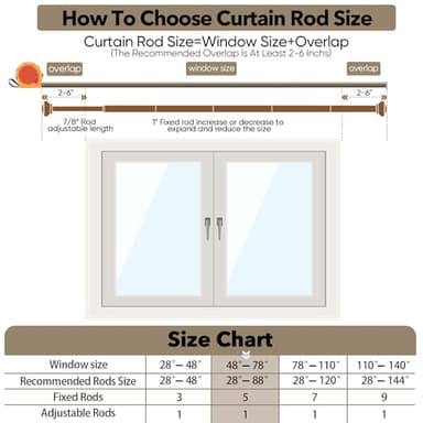 White Curtain Rods for Windows 48 to 84 Inches, 1 Inch Decorative Curtain Rod Set, Adjustable Length Heavy Duty Metal Window Curtain Rod with Brackets - Image 6