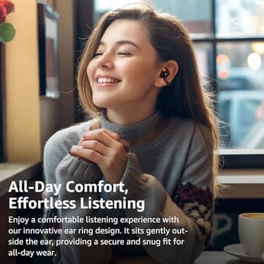 TOZO OpenEarRing True Open Ear Headphones, Lightweight Comfort Open Ear Clip Wireless Earbuds, 40H Play Bluetooth 5.4 Headphones with Smart Digital Display Design Fit Sports Running, Workout Black - Image 2