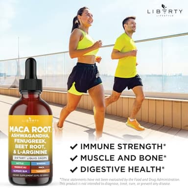 Liberty Lifestyle Organic Maca Root Liquid Drops with Ashwagandha, Nettle, Fenugreek, Beet Root and L-Arginine Liquid Multivitamin for Women and Men - 4oz - Image 4