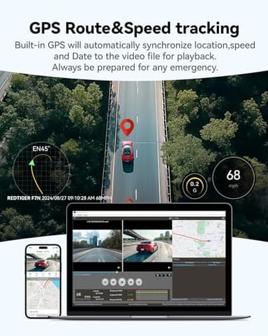 REDTIGER 4K Dash Cam Front and Rear, STARVIS 2 Sensor, 64GB Card Included, 4K/2.5K+1080P Dual Dash Camera for Cars Built-in WiFi GPS, 3.18 Inch IPS Screen, 170° Wide Angle, Parking Monitor (F7N Pro) - Image 6