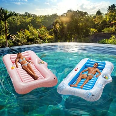 HeySplash Inflatable Pool Float Lounge, Large Inflatable Pool Floats Boat for Adults with Cup Holder & Detachable Pillow, Tanning Pool Lounger Float for Outdoor Lake River Summer Water Party,Pink Leaf - Image 7