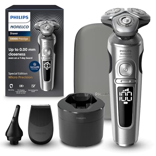 Philips Norelco Shaver Series 9000 Prestige Special Edition, Wet & Dry Electric Shaver, Lift/Cut & SenseIQ Technology, Nose & Precision Trimmer, Qi Pad, Cleaning Pod & Premium Case, SP9842/85 - Image 1