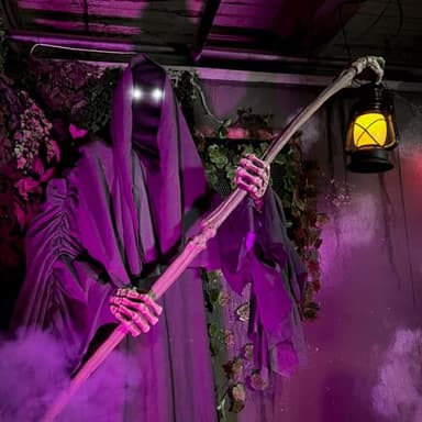 Haunted Hill Farm Motion-Activated 6-Ft. Tall Ghostly Guide, Plug-in Talking Scare Prop Animatronic with Spooky Sound Effects and Lights for Indoor or Covered Outdoor Creepy Halloween Decoration - Image 3