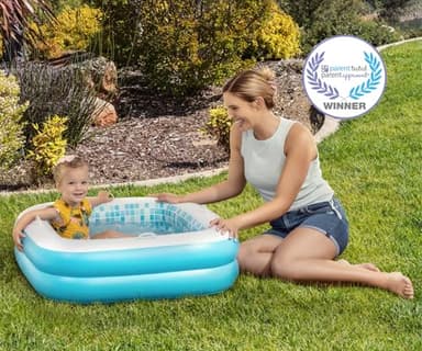 Inflatable Baby Pool for Toddlers 1-3, Handles, Soft Floor & Drain, 34"x10" Kiddie Pool, Blow Up Bathtub & Ball Pit, Summer Outside Kid Water Toy Outdoor Play First Birthday Gift for Boys Ages 1 2 3 - Image 2