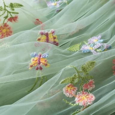 NNJXD Baby Girl Flower Embroidery Tulle Dress Butterfly Toddler Birthday Party Dresses 2109 Green Size(90) 12-24 Months - Image 6