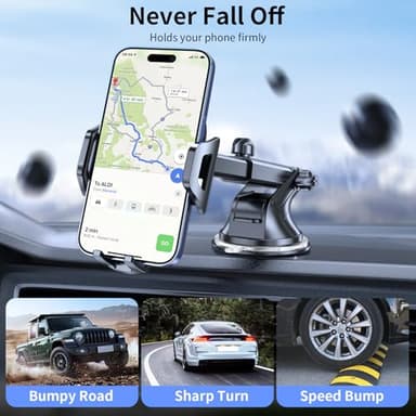 LOTUNY Phone Holders for Your Car Upgraded Car Phone Holder Mount Hands Free Universal Automobile Cradle for Dashboard Windshield, Compatible with iPhone Samsung Google and All Phones - Image 6