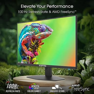 Sceptre New 24-inch Gaming Monitor 100Hz 1ms DisplayPort HDMI x2 100% sRGB AMD FreeSync Build-in Speakers, Eye Care Frameless Machine Black 2024 (E248W-FW100T) - Image 2