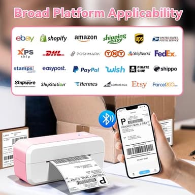 Bluetooth Shipping Label Printer, 4x6 Thermal Label Printer for Shipping Packages & Small Business, Compatible with IOS, Android, Windows and Mac, Widely Used for Ebay, Shopify, Amazon, Etsy (Pink) - Image 6