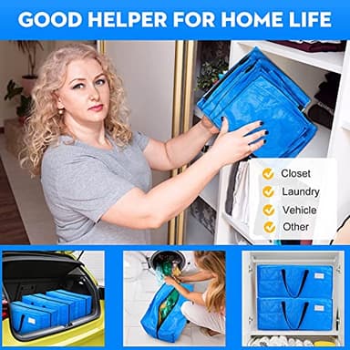 AlexHome Heavy Duty Extra Large Moving Bags,Storage Totes for Moving,Reusable Plastic Moving Boxes,Packing and Moving Supplies,Cloth Containers (Set of 7) - Image 7