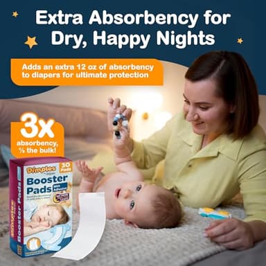Inspire Dimples Booster Pads, Baby Diaper Doubler with Adhesive for Secure Fit | 1 Size Fits All Diapers | Boosts Absorbency No More leaks 22 Count - Image 2